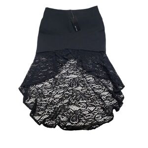 Michel Womens High Low Lace Skirt L Black Gothic Evening 5041